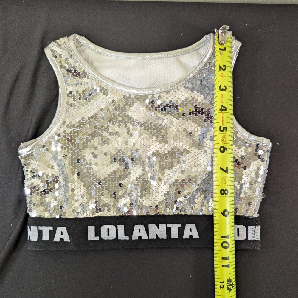Lolanta Size 130cm Girls Silver Sequin Crop Top 1pc Hip Hop Dance Costume - Picture 6 of 8